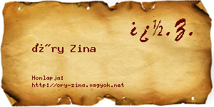 Őry Zina névjegykártya